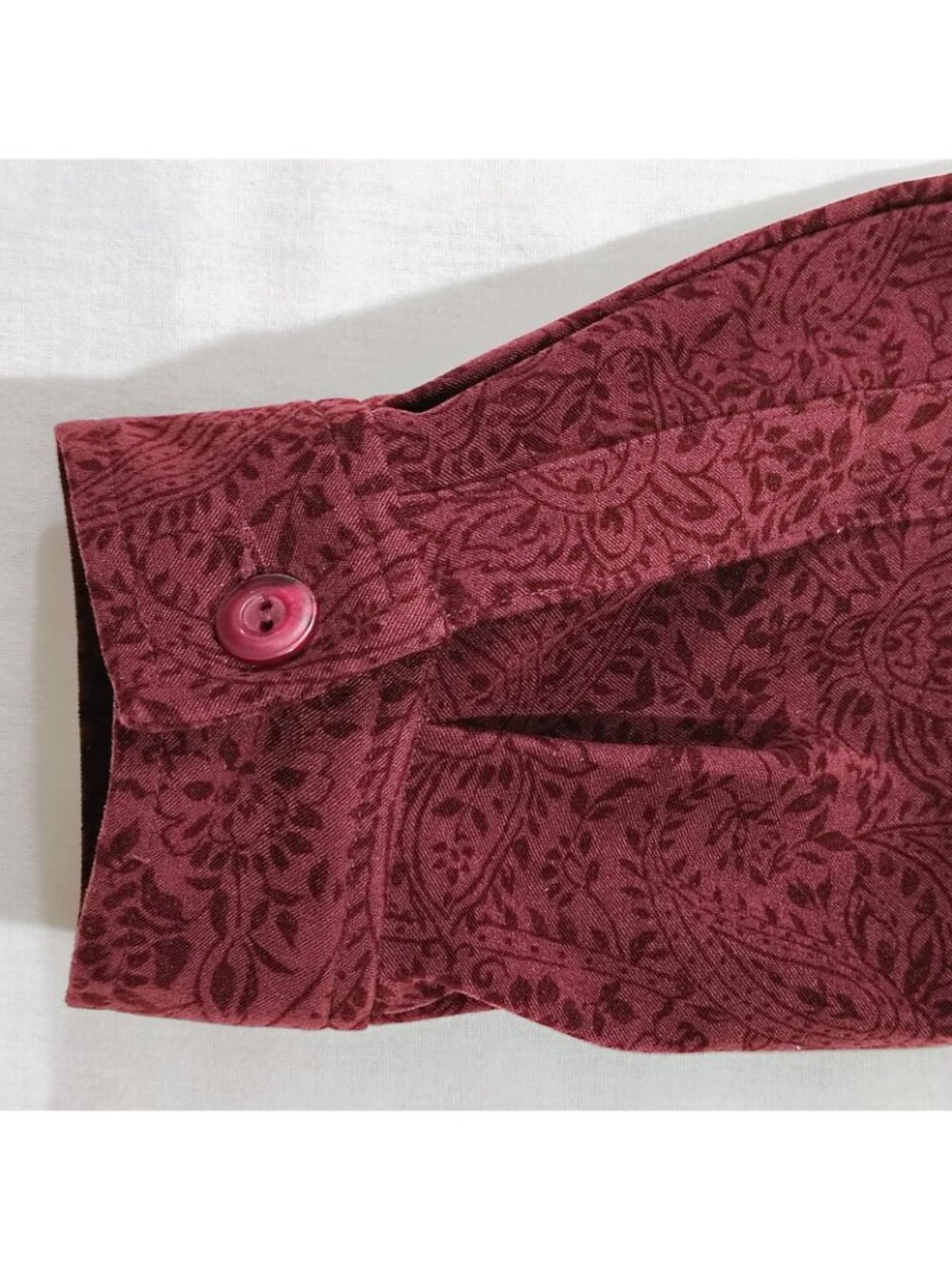 Maggie McNaughton Button Up Shirt Womens Size 18W Paisley Burgundy Long Sleeves - Picture 6 of 13